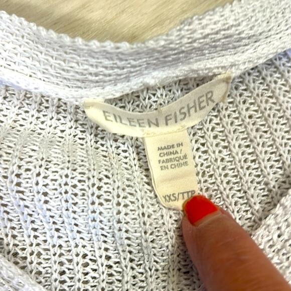 Eileen Fisher 100% Organic Linen Crisp White V-Neck Lightweight Knit Sweater XXS - Picture 4 of 5